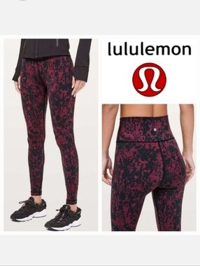 Lululemon Wunder Under Hi-Rise Tight Scatter Blossom Jacquard Garnet/Black Sz 4